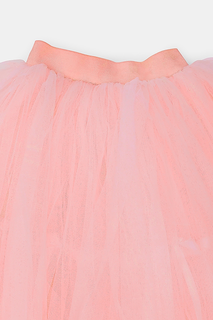 Peach Tulle Lehenga Set For Girls by Phatakaa Mini at Pernia's Pop Up Shop