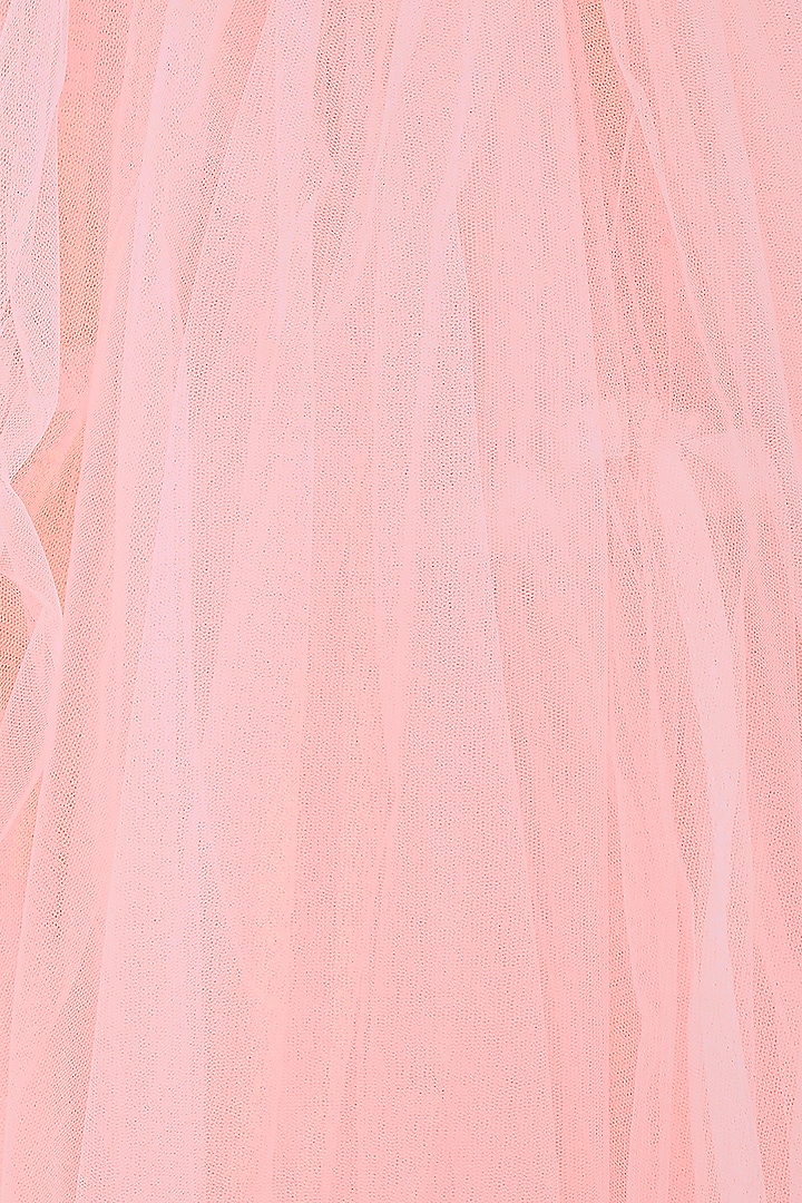 Peach Tulle Lehenga Set For Girls by Phatakaa Mini at Pernia's Pop Up Shop