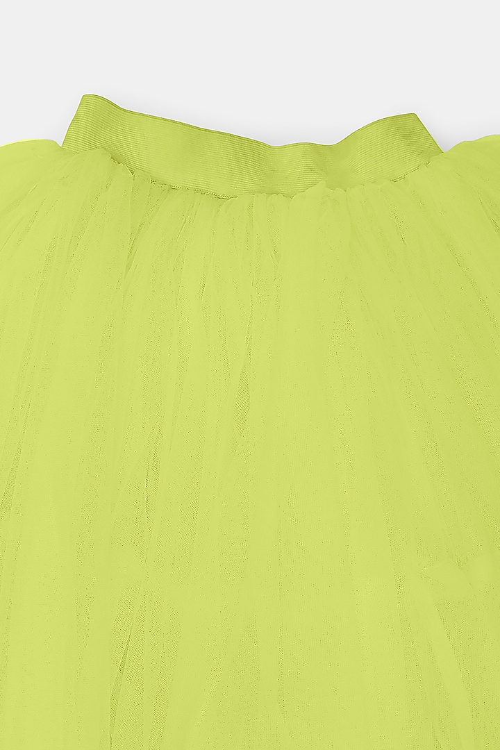 Green Tulle Lehenga Set For Girls by Phatakaa Mini at Pernia's Pop Up Shop