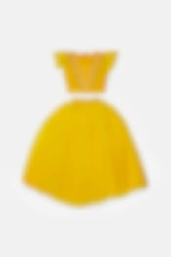 Mustard Tulle Lehenga Set For Girls by Phatakaa Mini at Pernia's Pop Up Shop