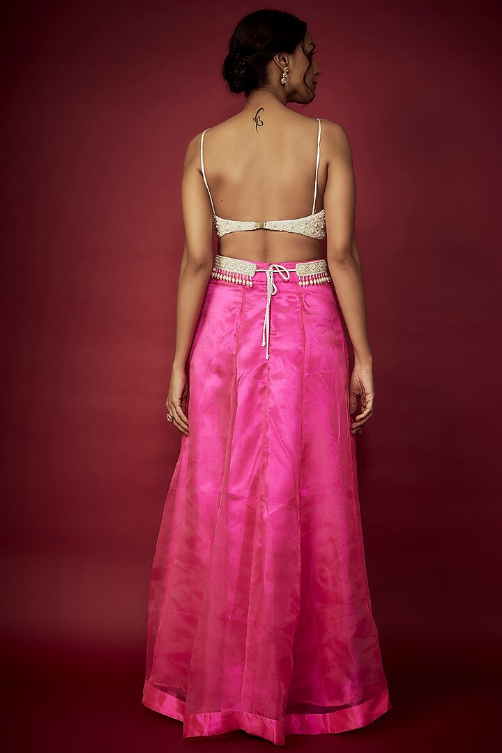 Neon Pink Organza Lehenga Set For Girls by Phatakaa Mini at Pernia's Pop Up Shop
