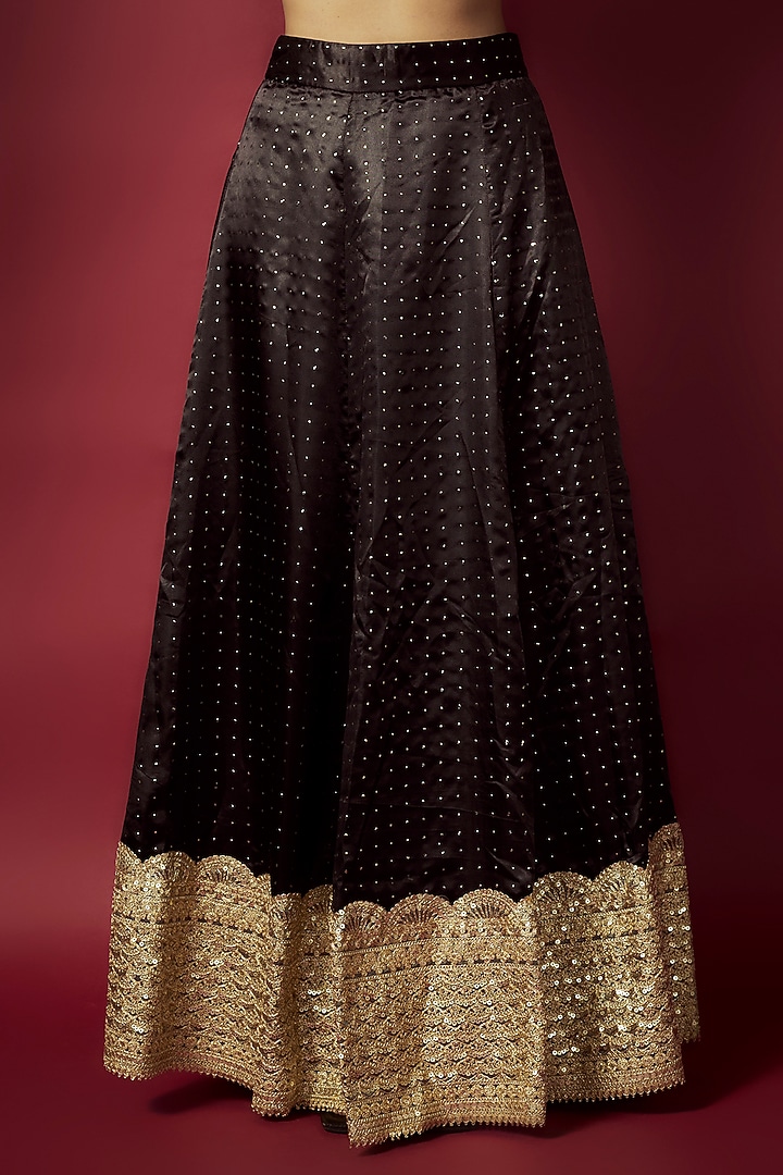 Black Recycled Polyester Printed Lehenga Set For Girls by Phatakaa Mini at Pernia's Pop Up Shop