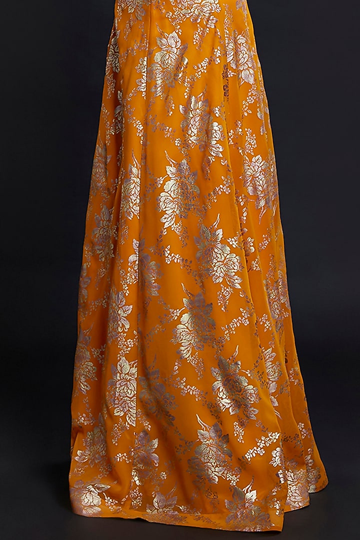 Mustard Recycled Polyester Lehenga Set For Girls by Phatakaa Mini at Pernia's Pop Up Shop