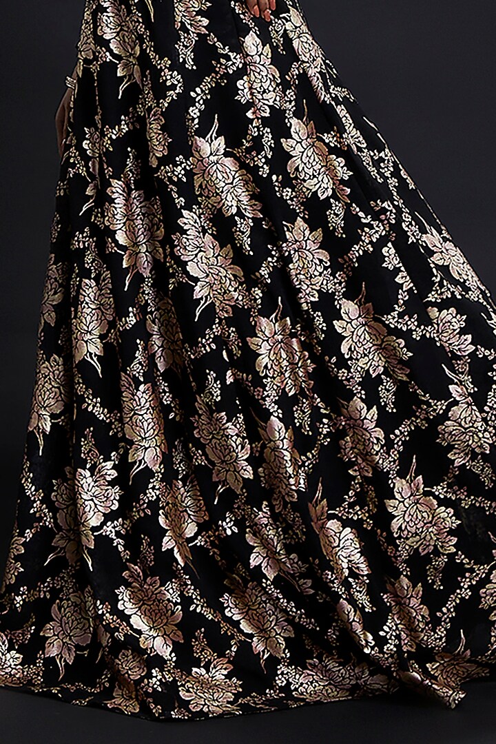Black Recycled Polyester Lehenga Set For Girls by Phatakaa Mini at Pernia's Pop Up Shop