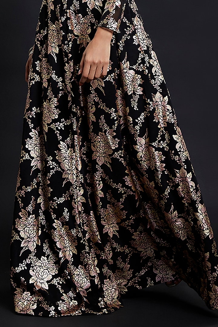 Black Recycled Polyester Lehenga Set For Girls by Phatakaa Mini at Pernia's Pop Up Shop