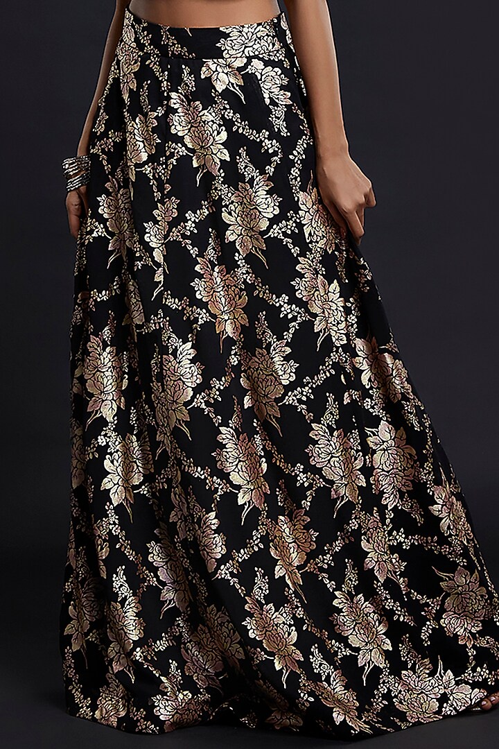 Black Recycled Polyester Lehenga Set For Girls by Phatakaa Mini at Pernia's Pop Up Shop