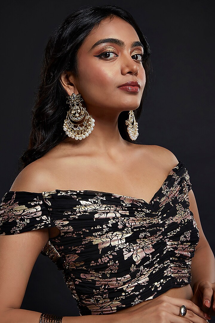 Black Recycled Polyester Lehenga Set For Girls by Phatakaa Mini at Pernia's Pop Up Shop