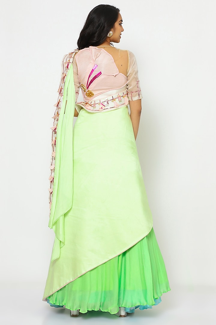 Light Green Embroidered Wedding Saree Set by PhD by House of PiaDeeksh at Pernia's Pop Up Shop