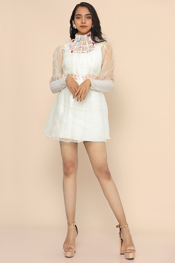 White Embroidered Dress by PhD  by House of PiaDeeksh