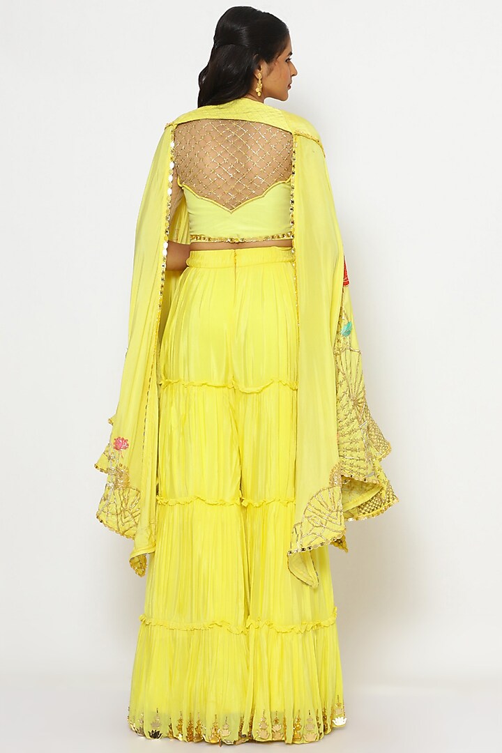 Buttercup Yellow Silk Bridal Sharara Set by PhD by House of PiaDeeksh at Pernia's Pop Up Shop