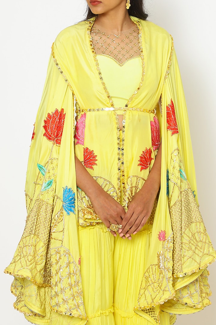 Buttercup Yellow Silk Bridal Sharara Set by PhD by House of PiaDeeksh at Pernia's Pop Up Shop