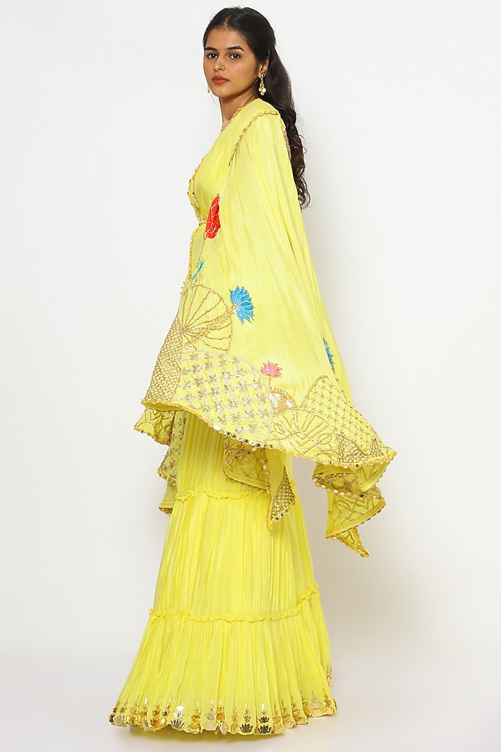Buttercup Yellow Silk Bridal Sharara Set by PhD by House of PiaDeeksh at Pernia's Pop Up Shop