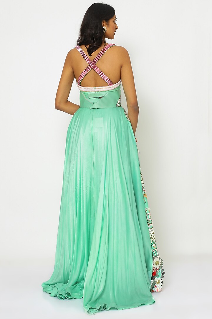 Green Embroidered Skirt Set by PhD by House of PiaDeeksh at Pernia's Pop Up Shop