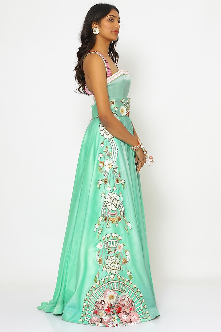 Green Embroidered Skirt Set by PhD by House of PiaDeeksh at Pernia's Pop Up Shop