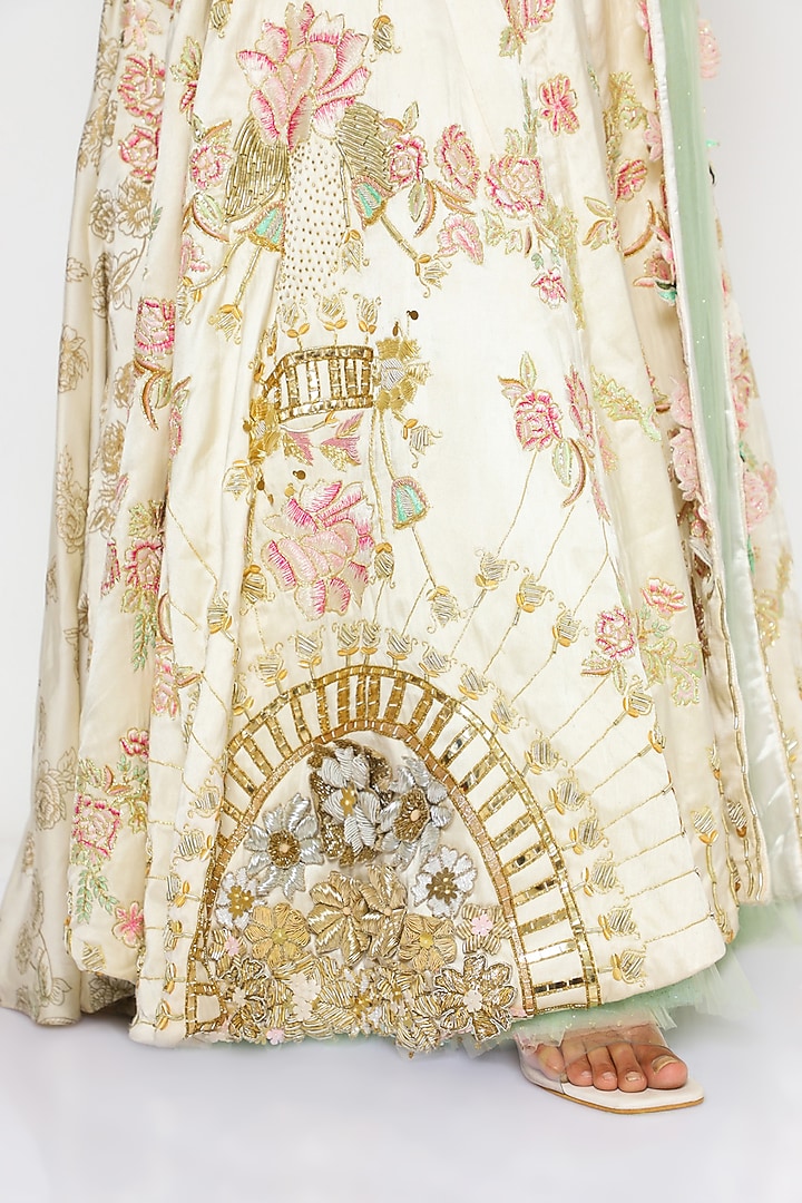 Off-White Printed Jacket Bridal Gown by PhD  by House of PiaDeeksh at Pernia's Pop Up Shop