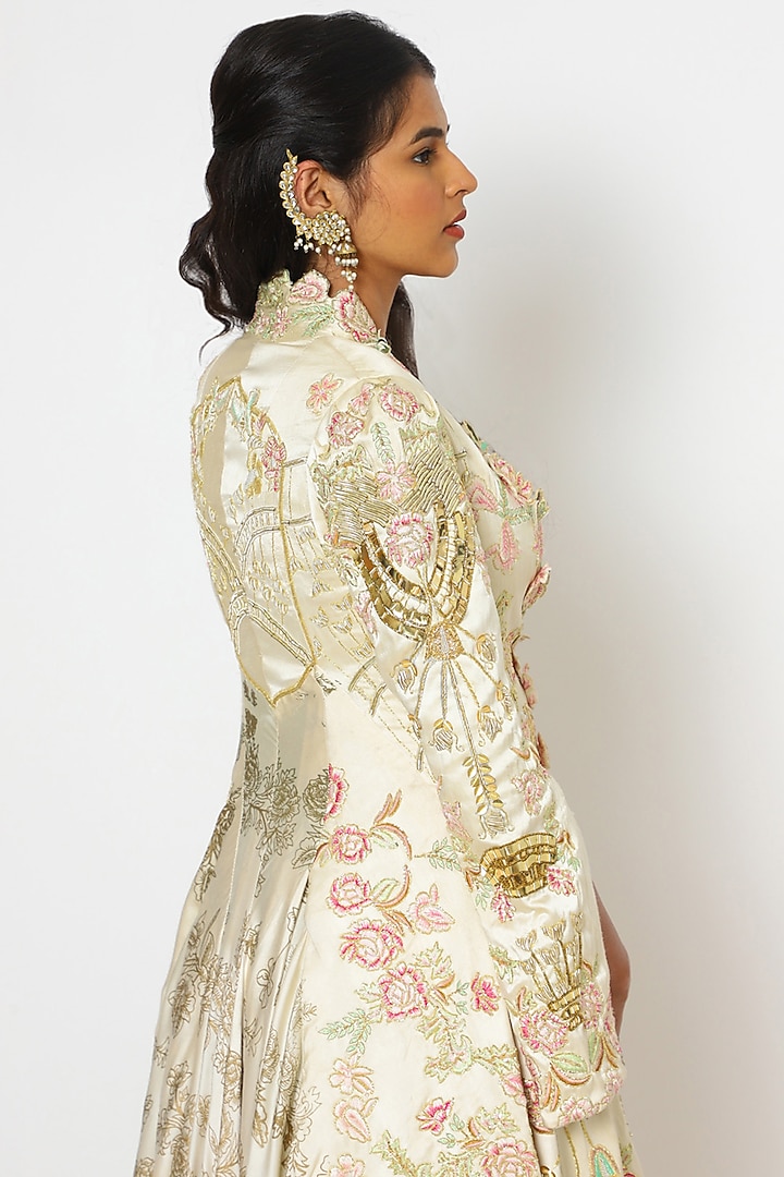 Off-White Printed Jacket Bridal Gown by PhD  by House of PiaDeeksh at Pernia's Pop Up Shop