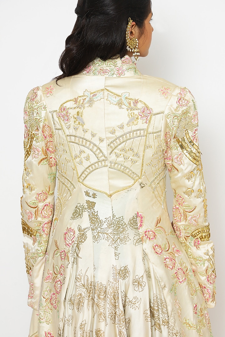 Off-White Printed Jacket Bridal Gown by PhD  by House of PiaDeeksh at Pernia's Pop Up Shop