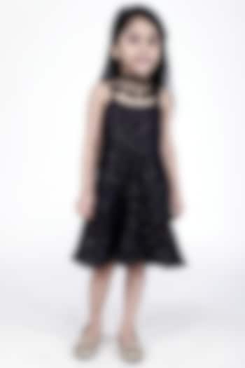 Black Georgette Knee-Length Dress For Girls by Phee-B
