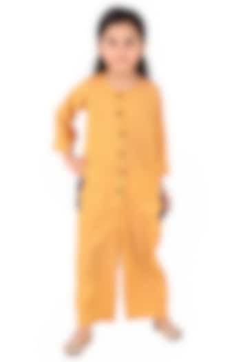 Yellow Crepe Jumpsuit For Girls by Phee-B
