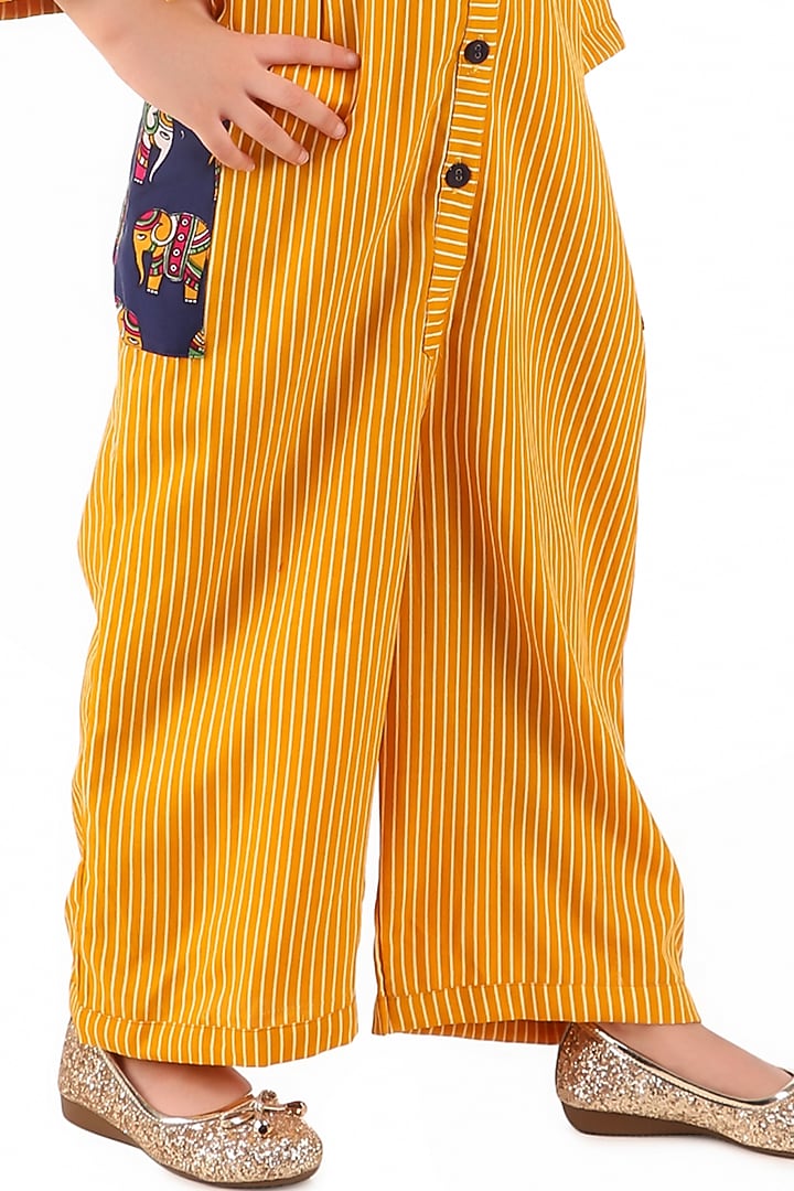 Yellow Crepe Jumpsuit For Girls by Phee-B at Pernia's Pop Up Shop