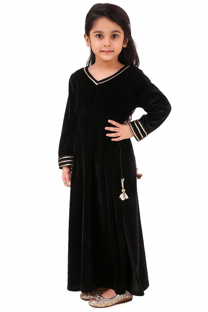 Black Velvet Gown For Girls by Phee-B at Pernia's Pop Up Shop