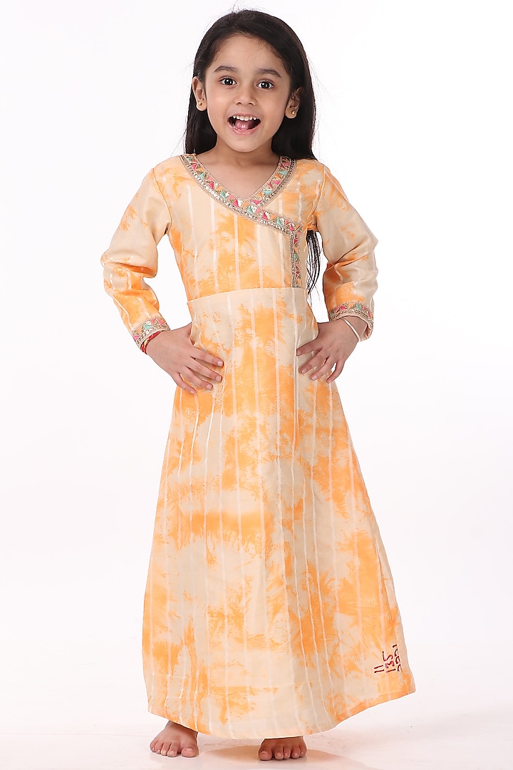 Light Orange A-Line Maxi Dress For Girls by Phee-B
