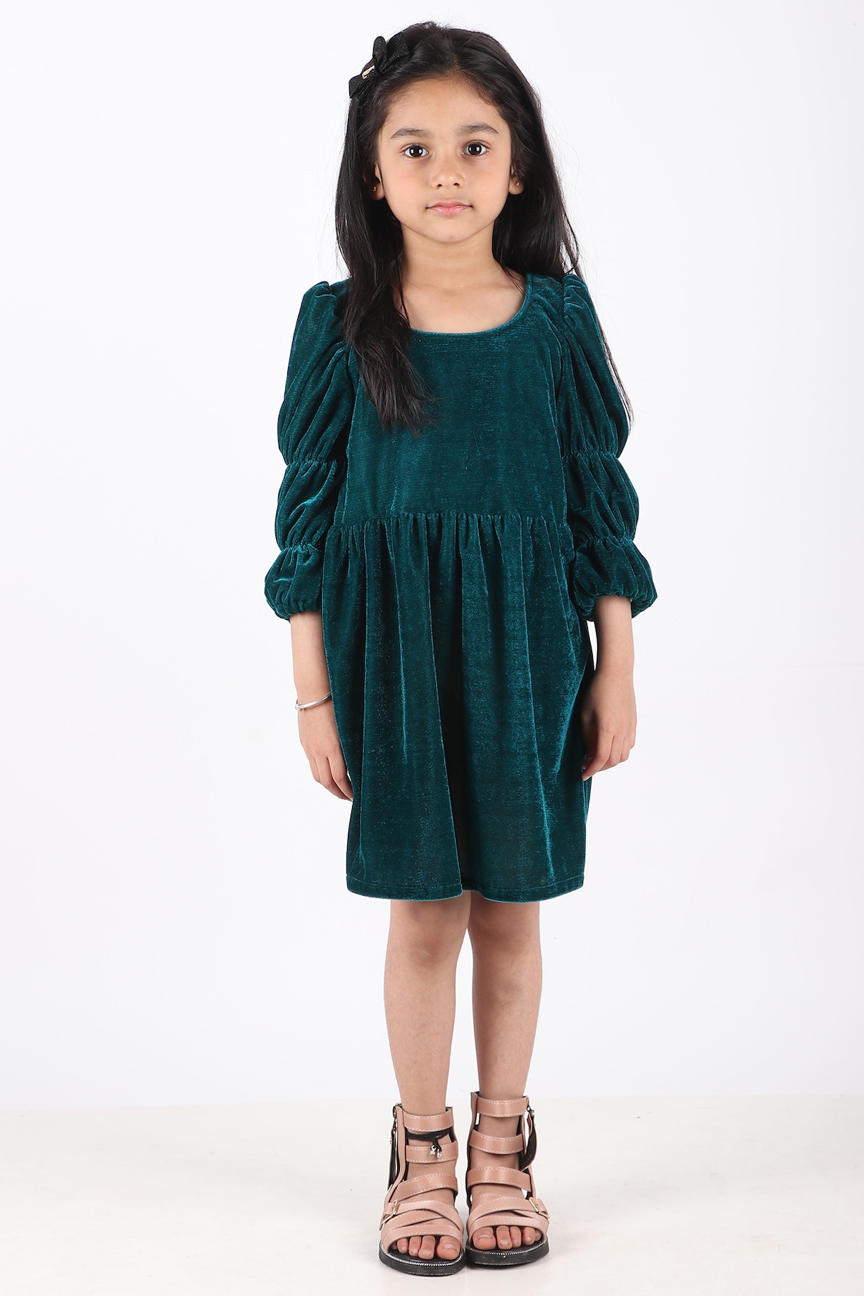 black and emerald green wedding dress Petal and Pup Women's Laurel Velvet Midi Dress main image 0