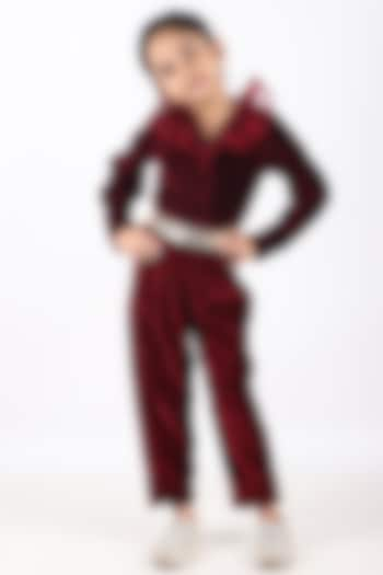 Maroon Velvet Co-Ord Set For Girls by Phee-B at Pernia's Pop Up Shop