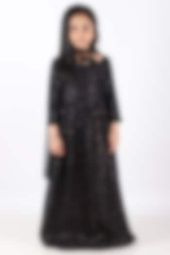 Black Lurex Georgette Maxi Dress For Girls by Phee-B