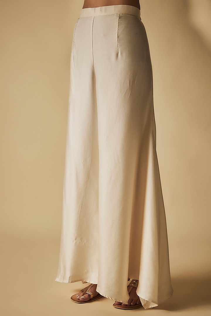 Ivory Modal Satin Party Wear Sharara Set by Phirny at Pernia's Pop Up Shop