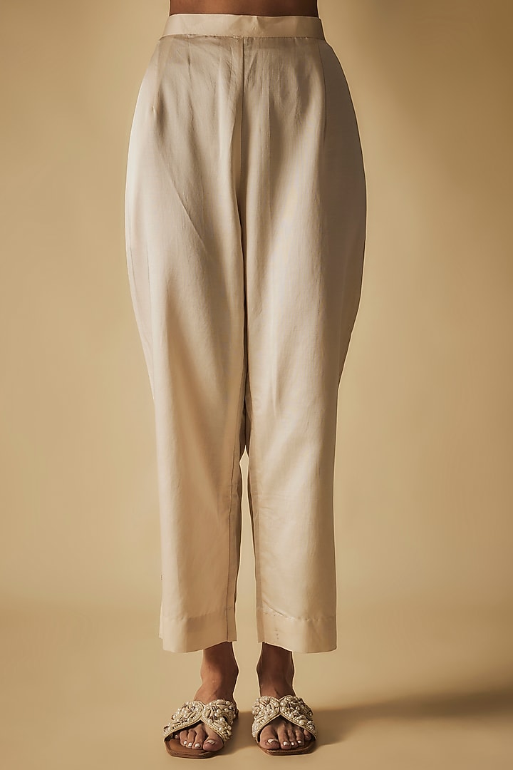 Ivory Cotton Satin Patch Work Co-Ord Set by Phirny at Pernia's Pop Up Shop