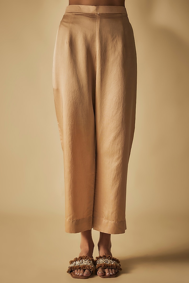 Beige Cotton Satin Patchwork Co-Ord Set by Phirny at Pernia's Pop Up Shop