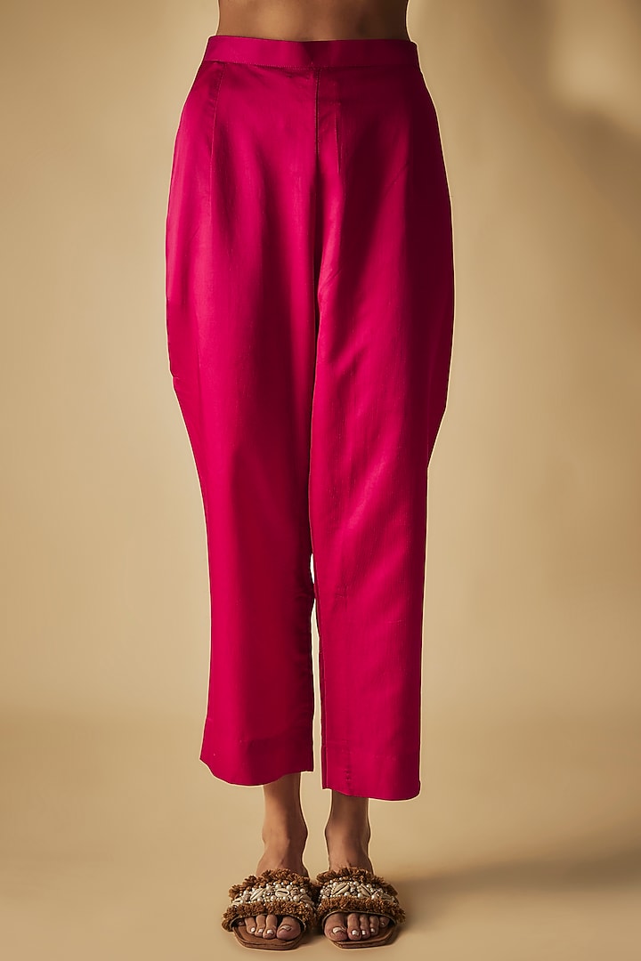 Pink Cotton Satin Applique Embroidered Co-Ord Set by Phirny at Pernia's Pop Up Shop