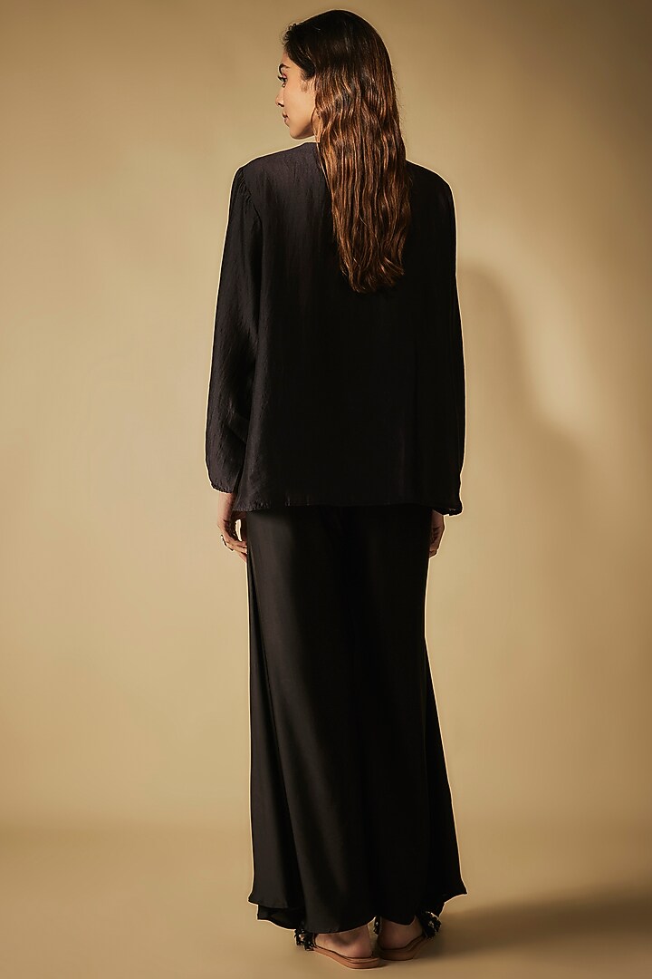 Black Modal Satin Zardosi Embellished Party Wear Sharara Set by Phirny at Pernia's Pop Up Shop