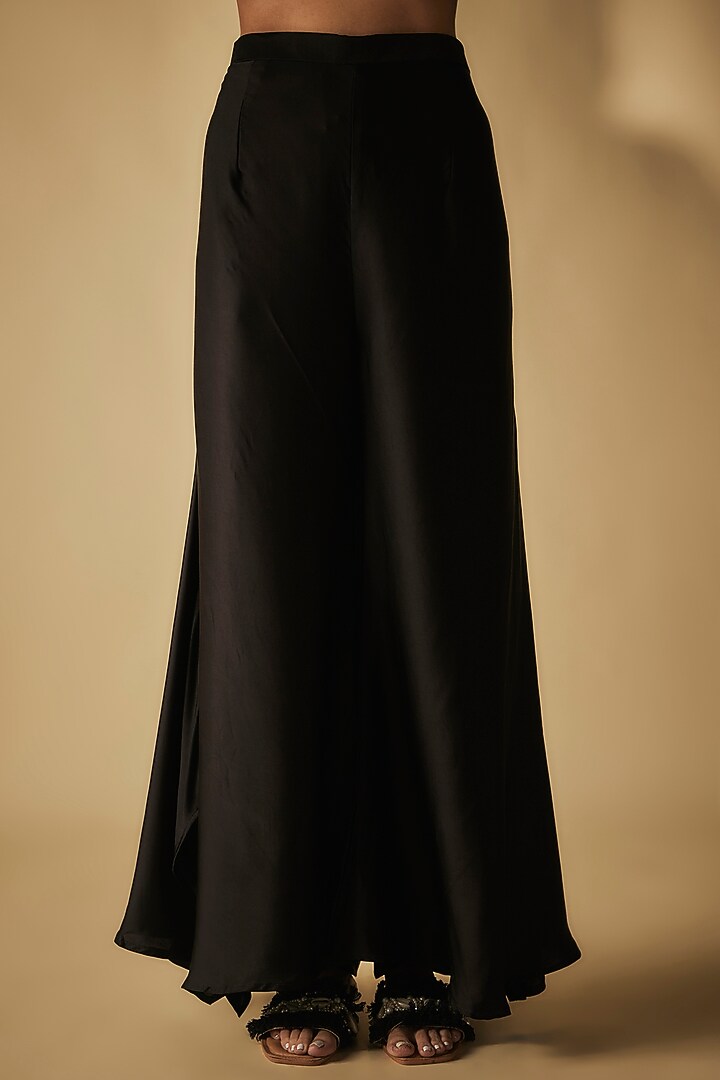 Black Modal Satin Zardosi Embellished Party Wear Sharara Set by Phirny at Pernia's Pop Up Shop