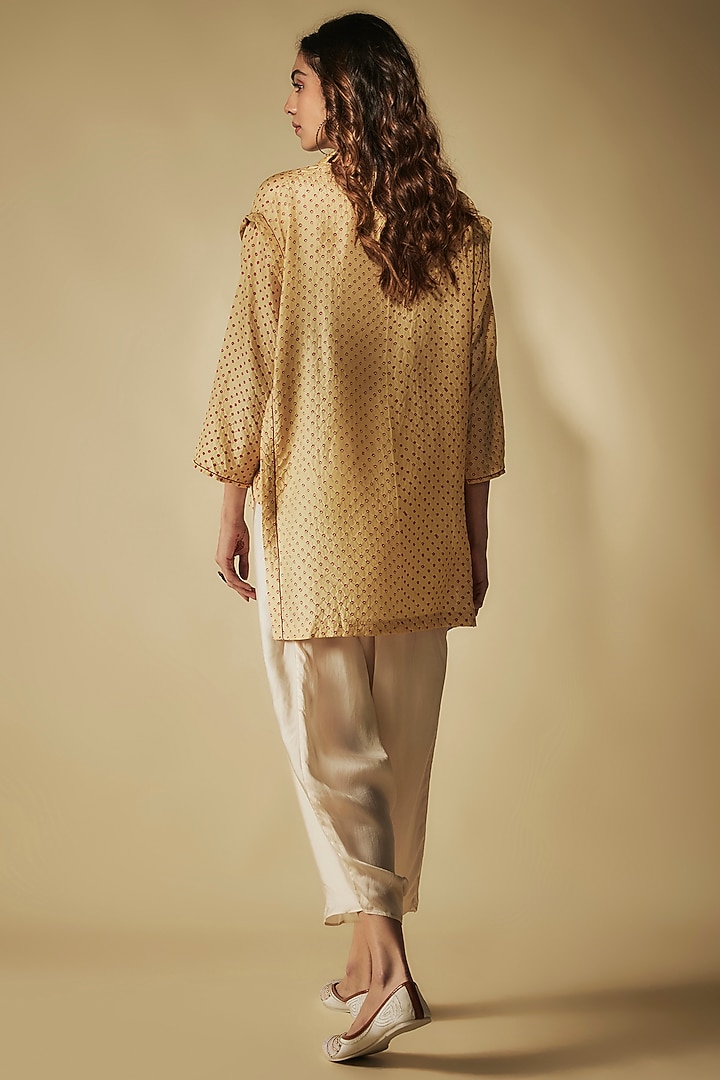 Ivory Bemberg Satin Hand Embroidered Dhoti Pant Set by Phirny at Pernia's Pop Up Shop