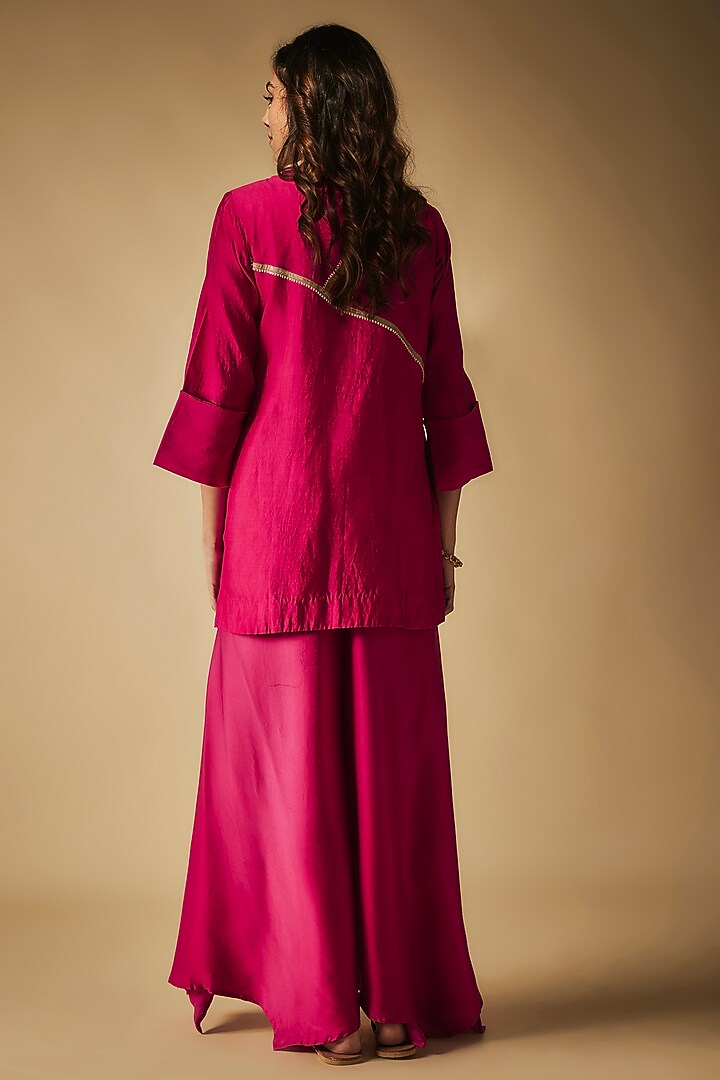 Pink Modal Satin Gota Patti Hand Embroidered Party Wear Sharara Set by Phirny at Pernia's Pop Up Shop