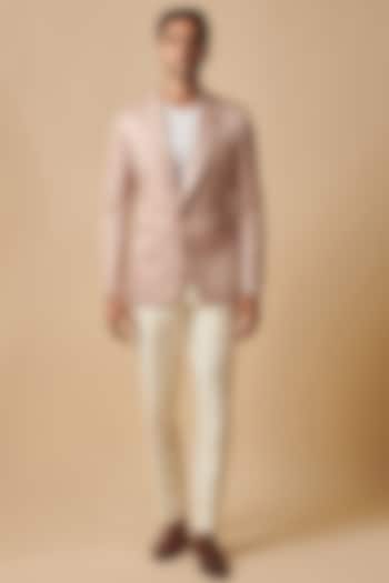 Powder Pink Textured Jacquard Tuxedo by Philocaly