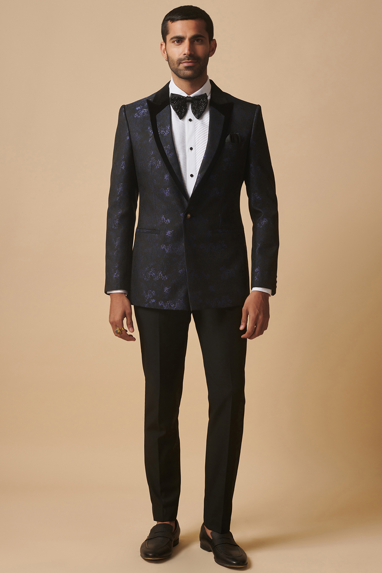 Blue Brocade Tuxedo by Philocaly