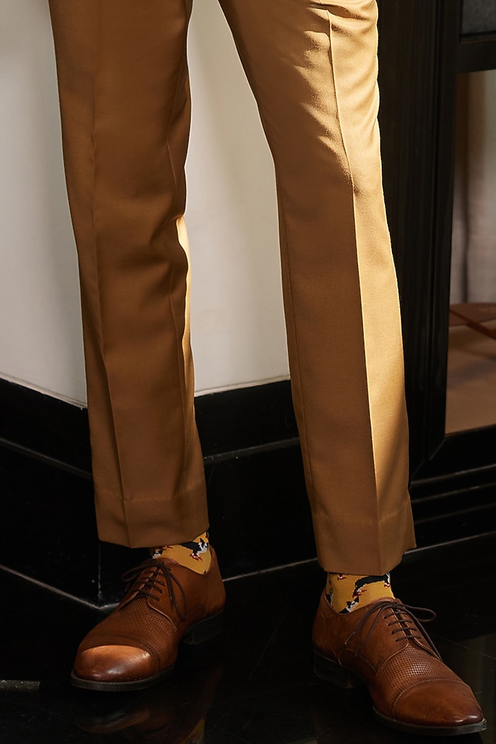 Yellow Ochre Perennial Wool Double-Breasted Blazer Set by Philocaly at Pernia's Pop Up Shop