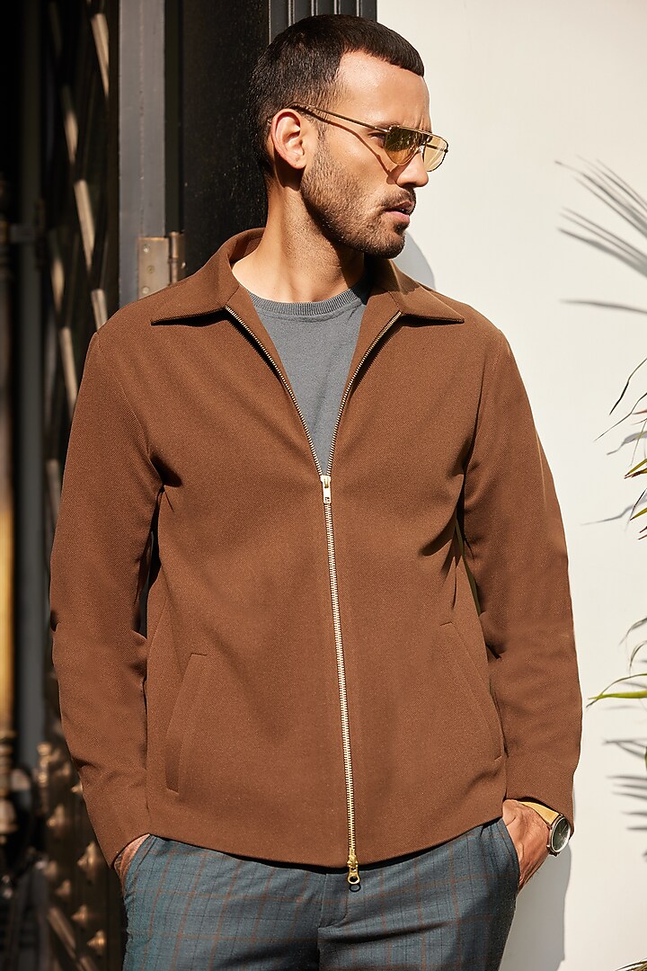 Brown Wool Blend Shacket by Philocaly at Pernia's Pop Up Shop