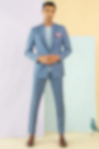 Steel Blue Wool Suit by Philocaly at Pernia's Pop Up Shop