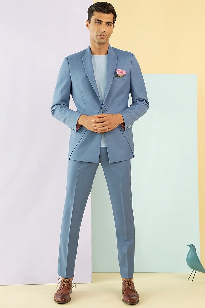 Steel Blue Wool Suit by Philocaly