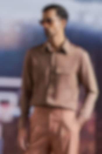Mocha Brown Cotton Party Wear Shirt by Philocaly at Pernia's Pop Up Shop