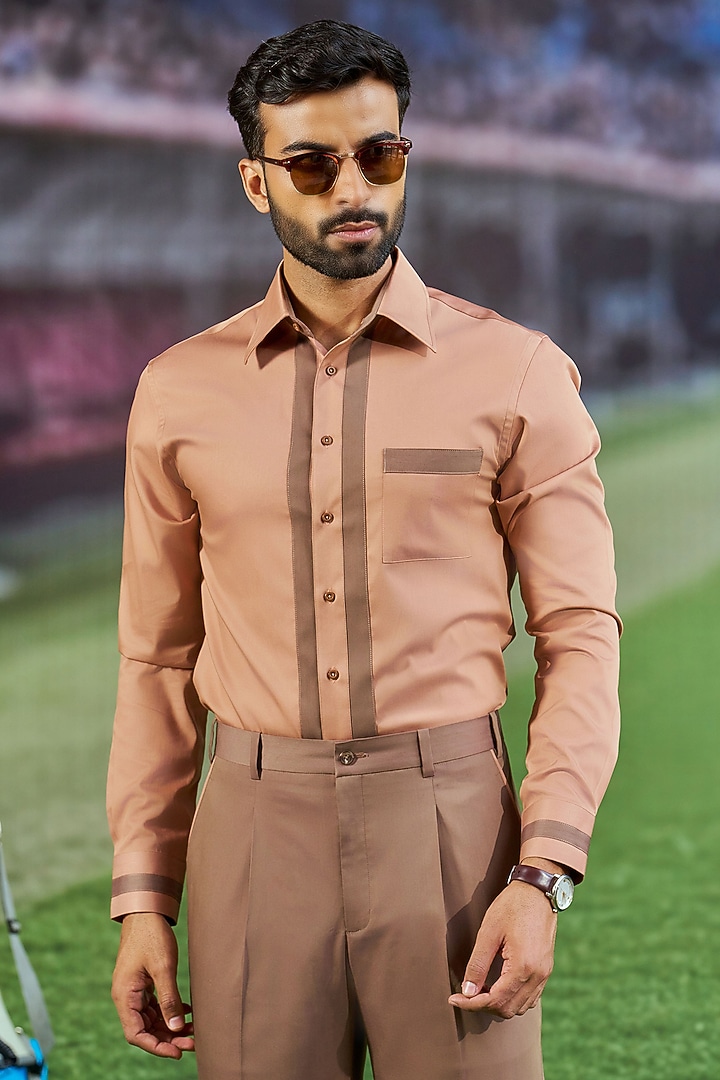 Peach Cotton Party Wear Shirt by Philocaly at Pernia's Pop Up Shop