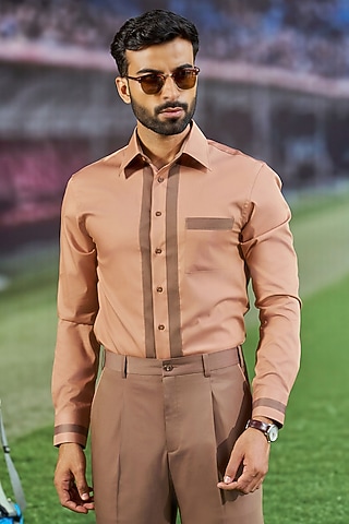 Peach Cotton Shirt by Philocaly