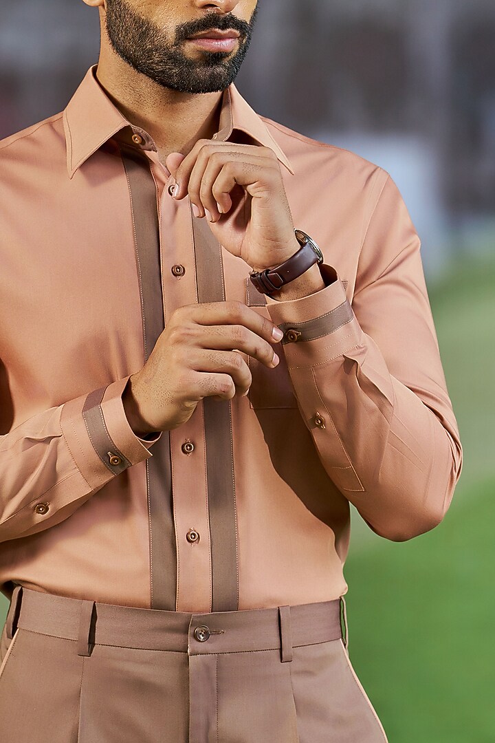 Peach Cotton Party Wear Shirt by Philocaly at Pernia's Pop Up Shop