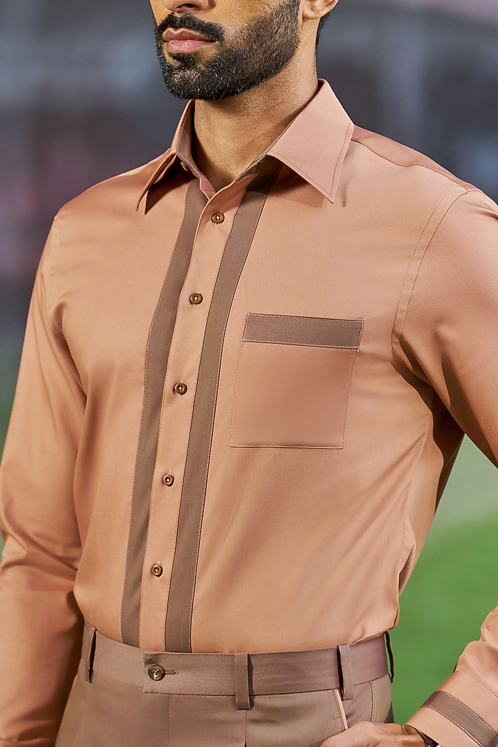 Peach Cotton Party Wear Shirt by Philocaly at Pernia's Pop Up Shop