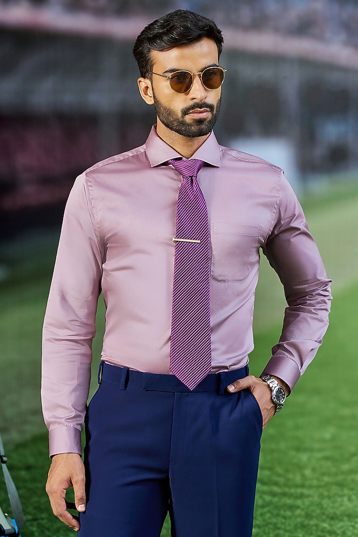 Onion Pink Cotton Party Wear Shirt by Philocaly at Pernia's Pop Up Shop