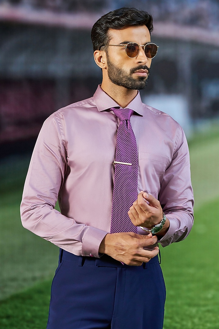 Onion Pink Cotton Party Wear Shirt by Philocaly at Pernia's Pop Up Shop